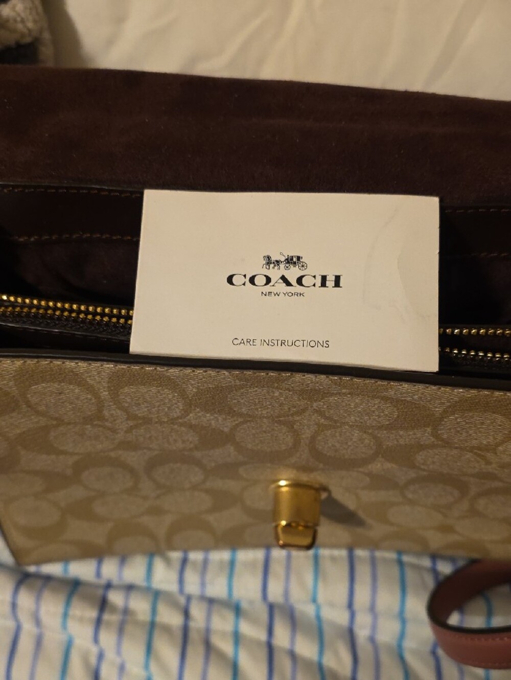 Coach Pink Leather & Signature Canvas Satchel with Butterfly Accents - Picture 8 of 12